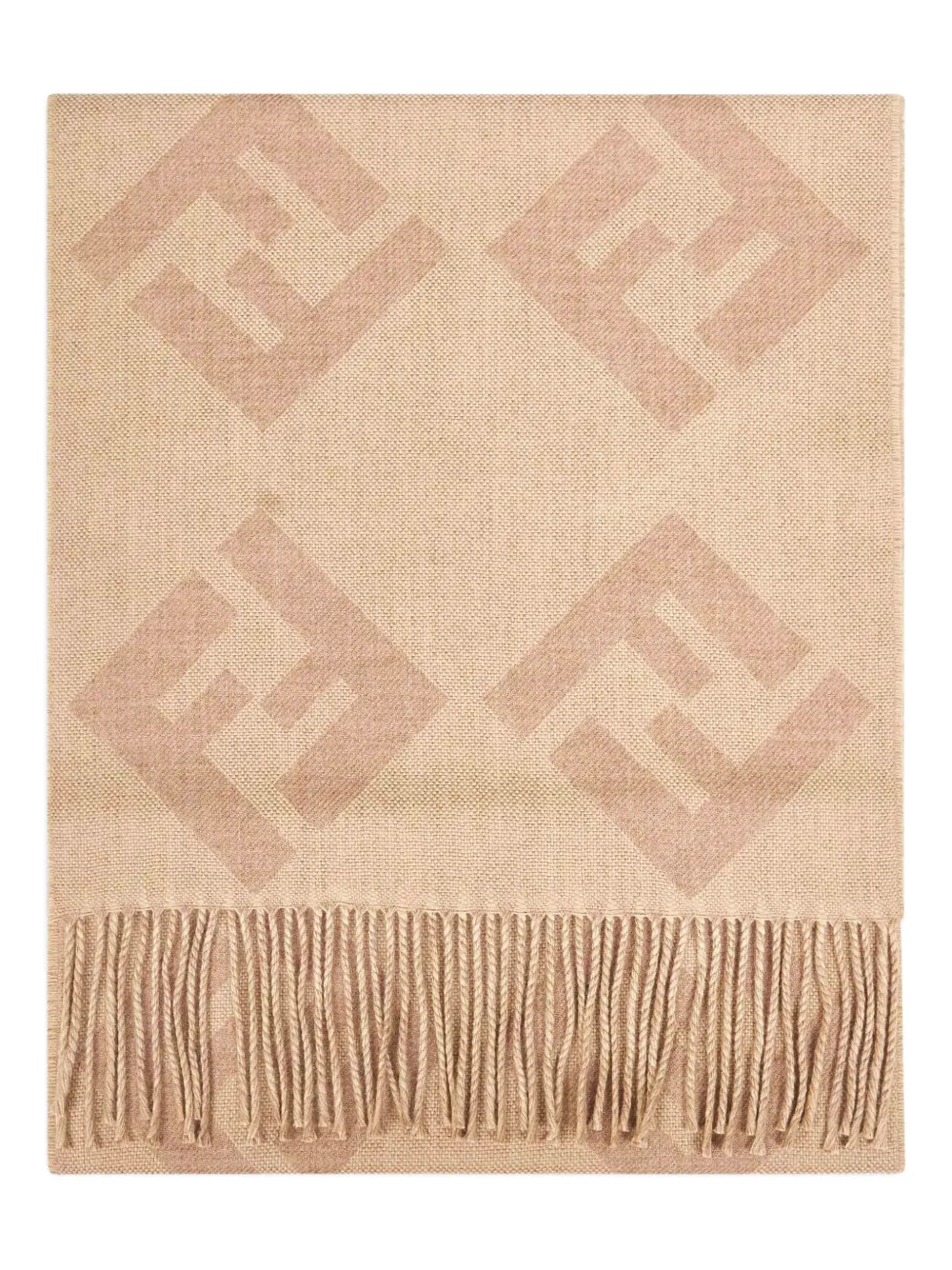 FENDI diagonal macro ff fringed scarf - Toni neutri