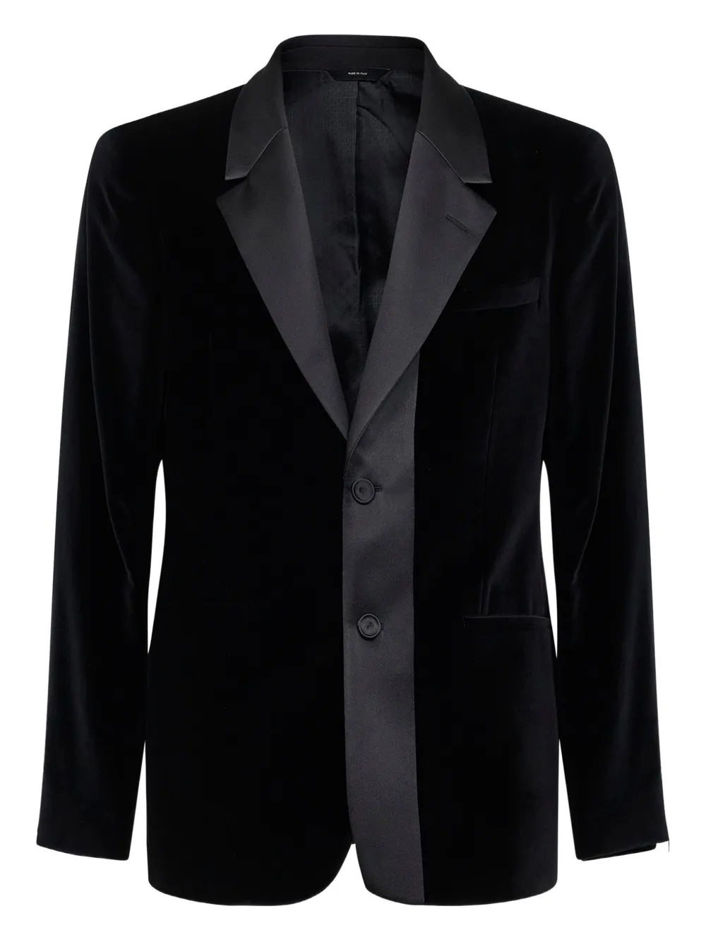 FENDI single-breasted satin-collar cotton jacket - Nero