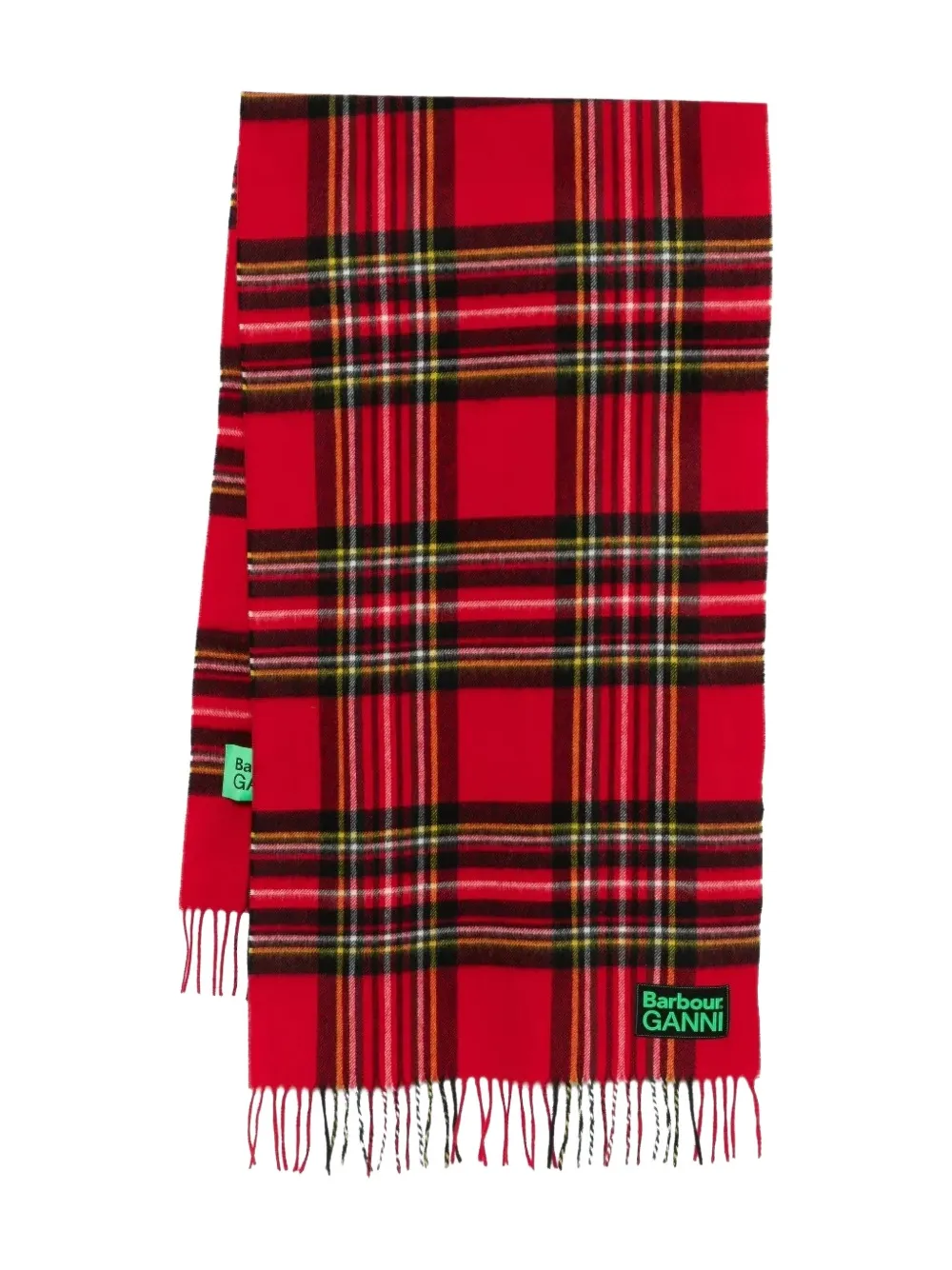 GANNI x Barbour tartan fringed scarf - Rosso