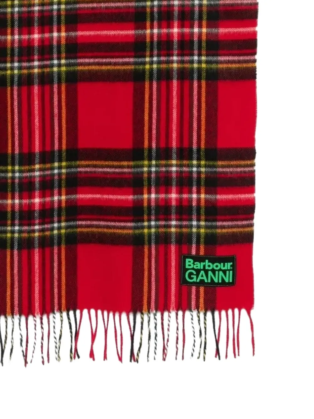 GANNI x Barbour tartan fringed scarf - Rood