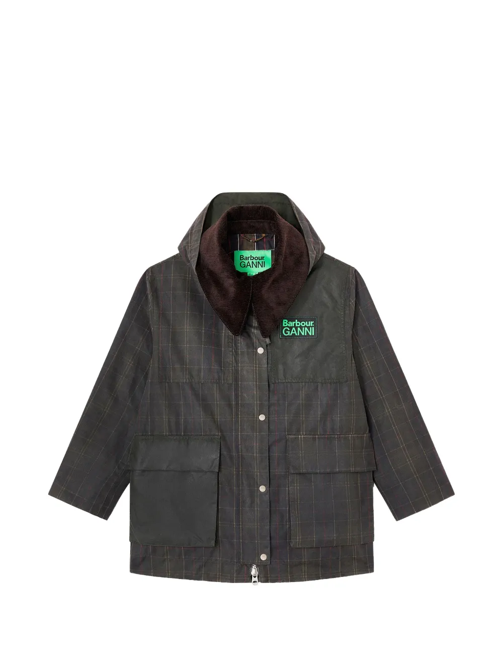 GANNI patchwork hooded jacket - Green