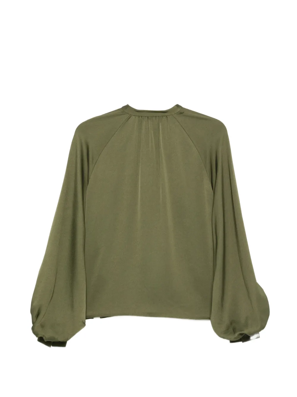 Filippa K Bishop-sleeve Satin Blouse In Green