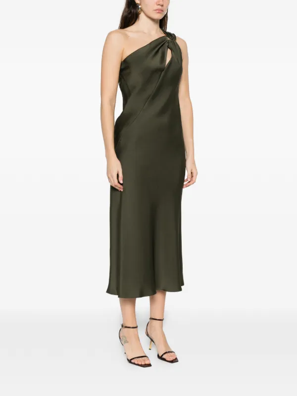 Max Mara One-shoulder Knotted Midi Dress - Green
