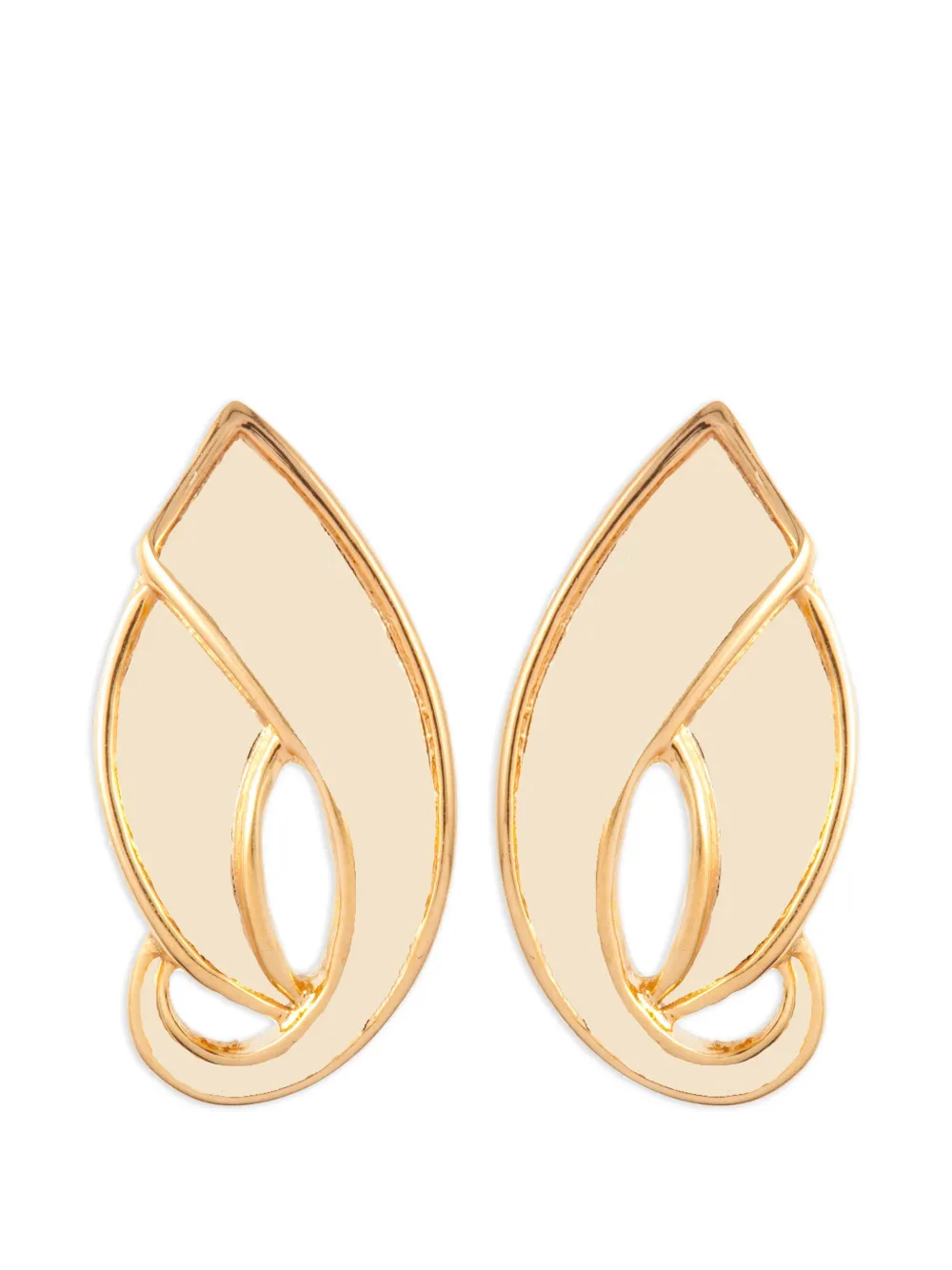 D'Orlan Vintage enamel leaf earrings - Oro
