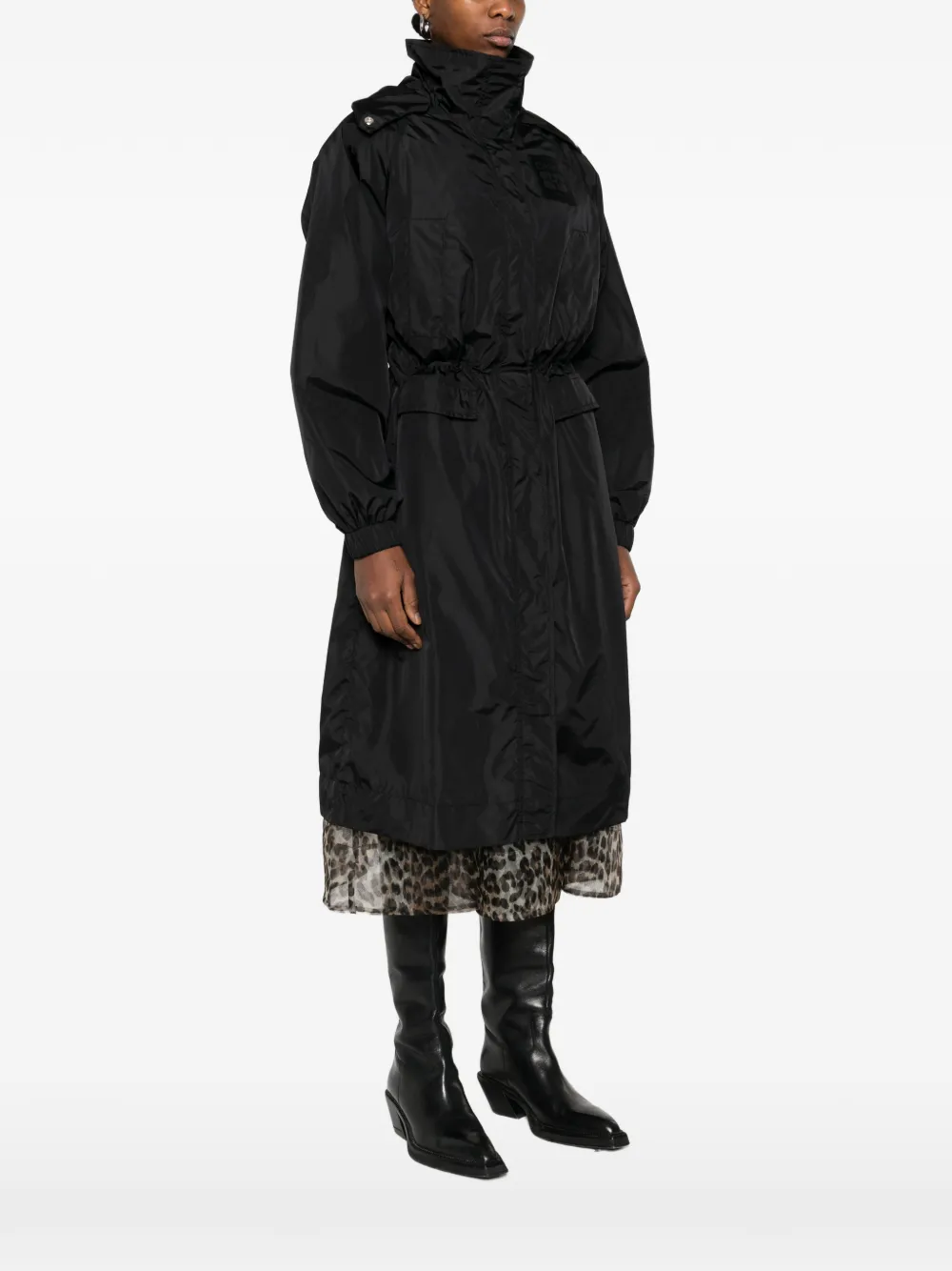  Ganni Logo-patch Coat - Black 