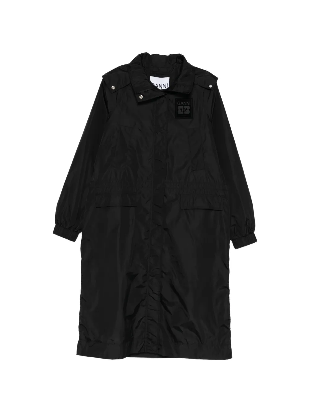 GANNI logo-patch coat - Nero