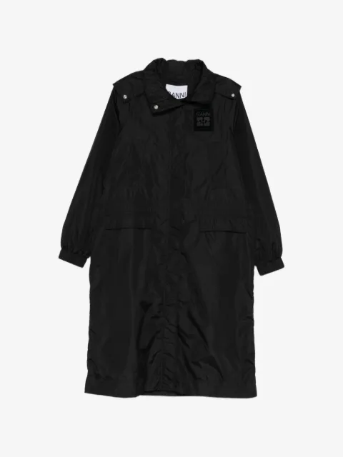 GANNI logo-patch coat