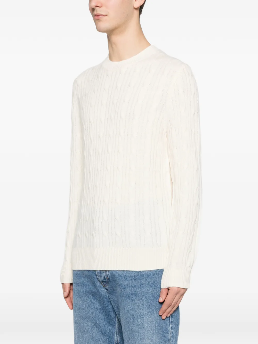 BOSS Kabelgebreide trui Beige