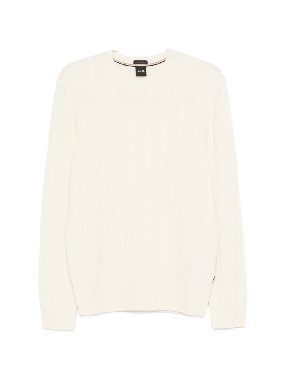 BOSS cable-knit crew-neck sweater - Toni neutri