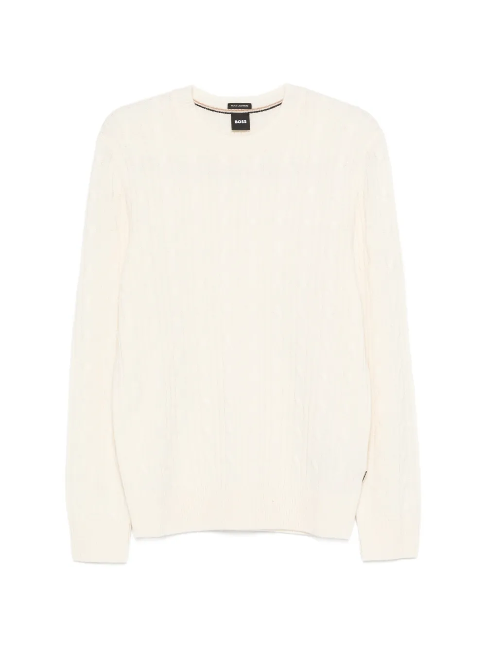 BOSS cable-knit crew-neck sweater - Toni neutri
