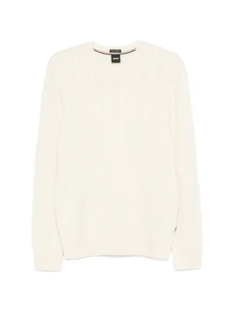 BOSS cable-knit crew-neck sweater