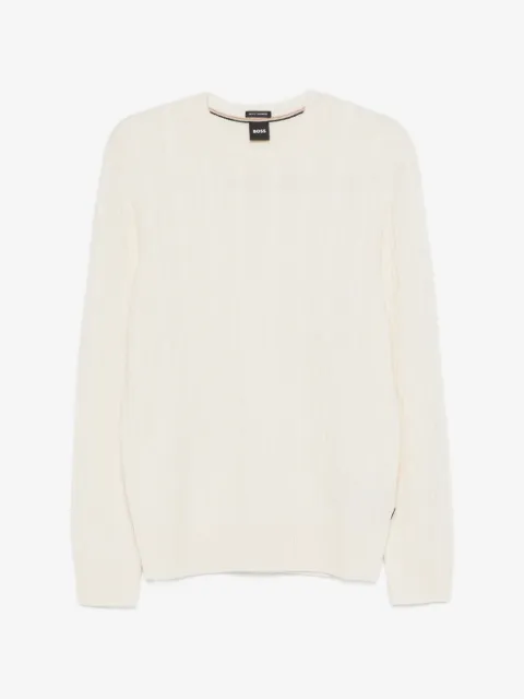 BOSS cable-knit crew-neck sweater