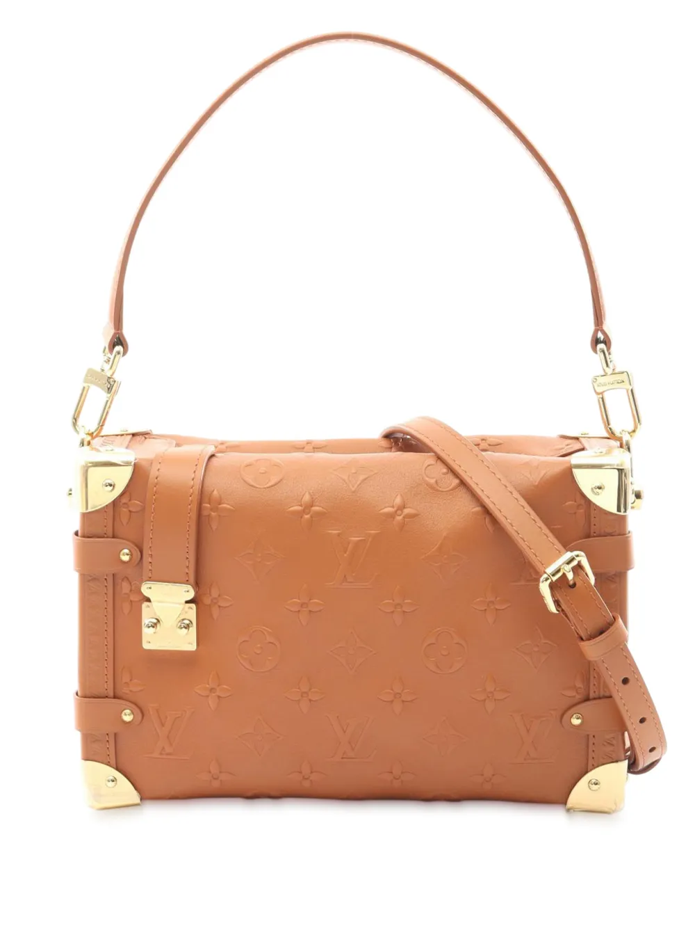 Louis Vuitton Pre-Owned 2021-2025 Calfskin Debossed Monogram Side Trunk satchel - Marrone