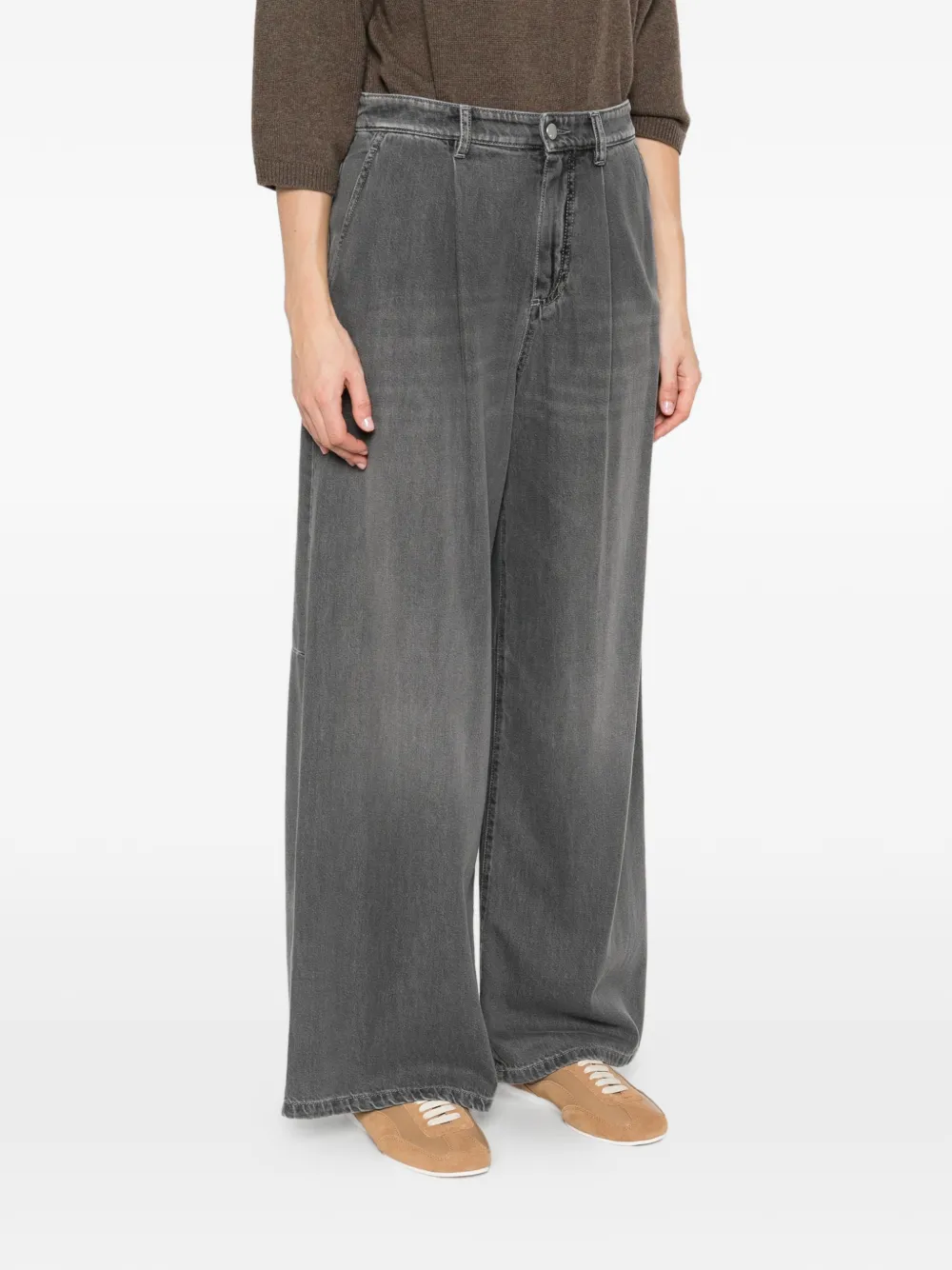  's Max Mara Vaqueros Anchos Con Pinzas - Gris 