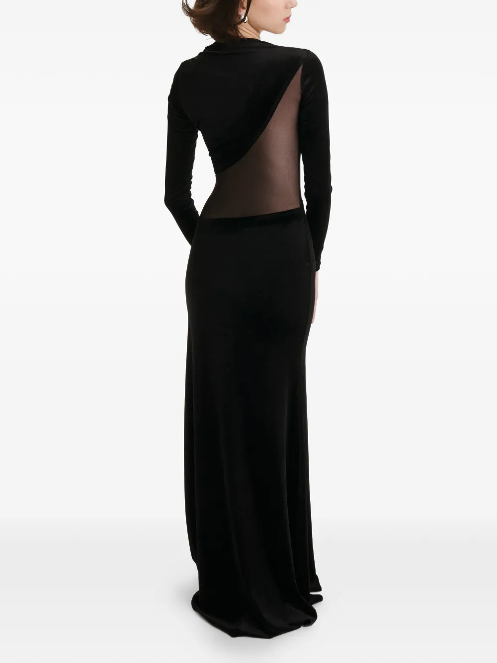 2310 STUDIO long-sleeves panelled maxi dress - Zwart