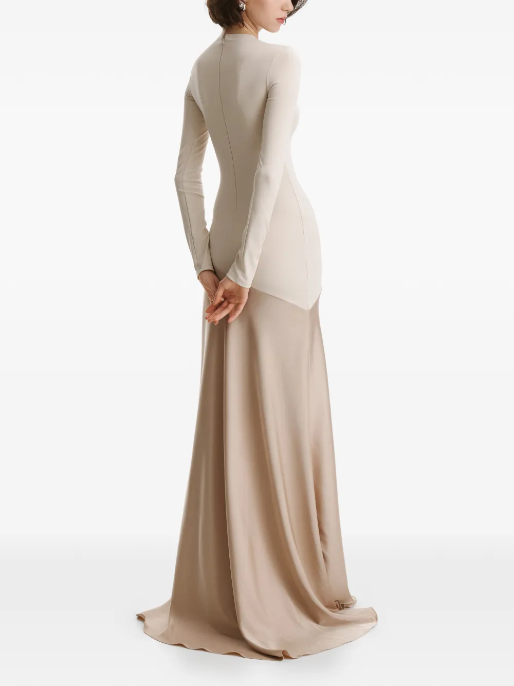 2310 STUDIO asymmetric long-sleeve maxi dress - Beige