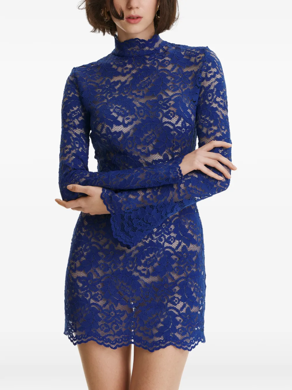 2310 STUDIO lace long-sleeves mini dress - Blu