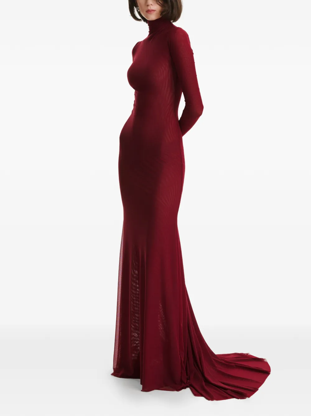 2310 STUDIO turtleneck long-sleeves maxi dress - Rood