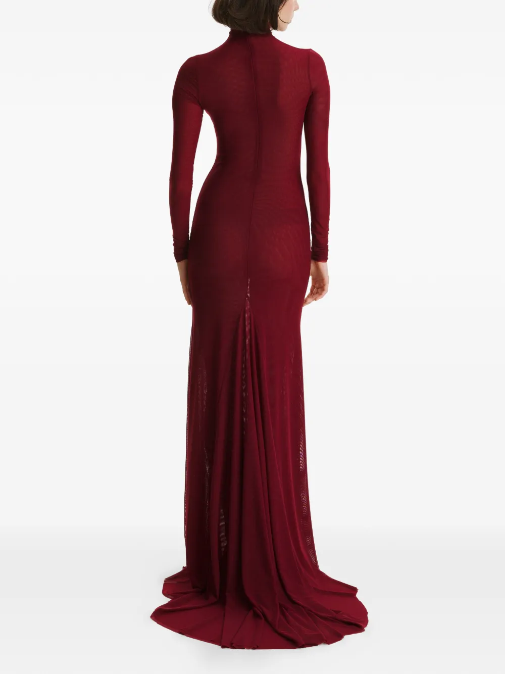 2310 STUDIO Maxi-jurk met col en lange mouwen Rood