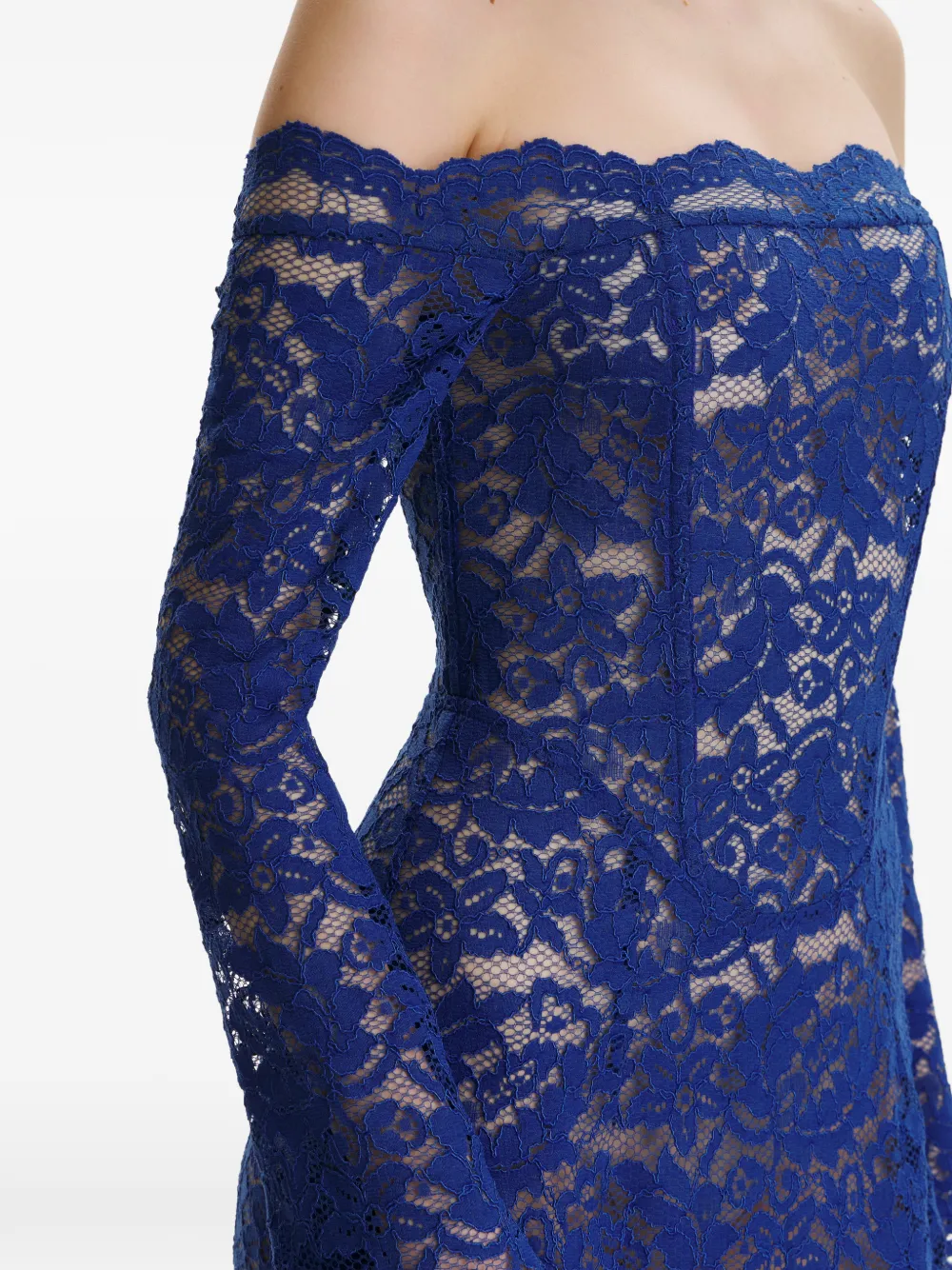  2310 Studio Off-shoulder Lace Maxi Dress - Blue 