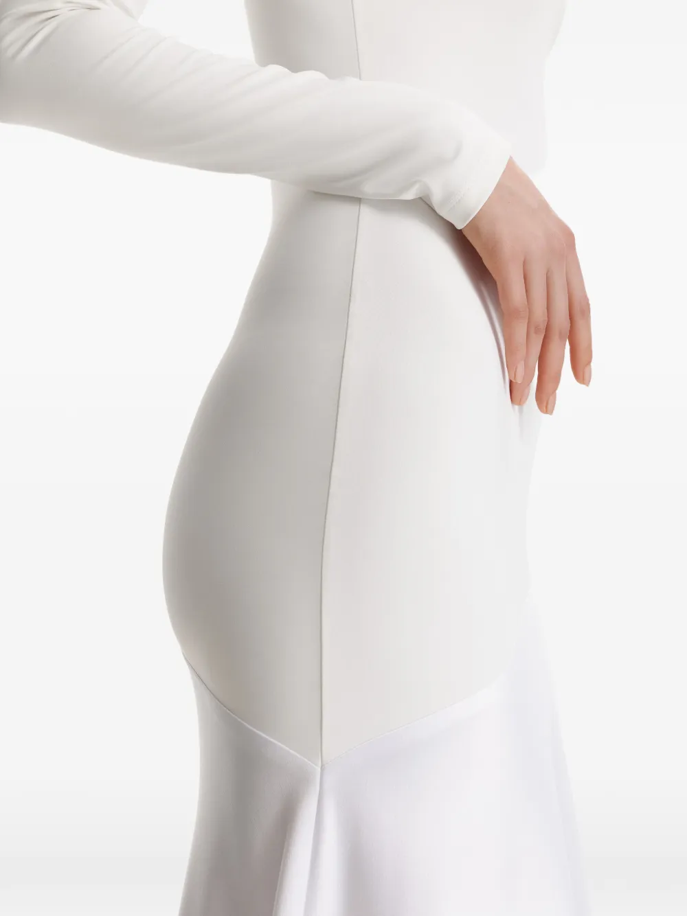 2310 STUDIO Maxi-jurk met vlakken en lange mouwen Wit