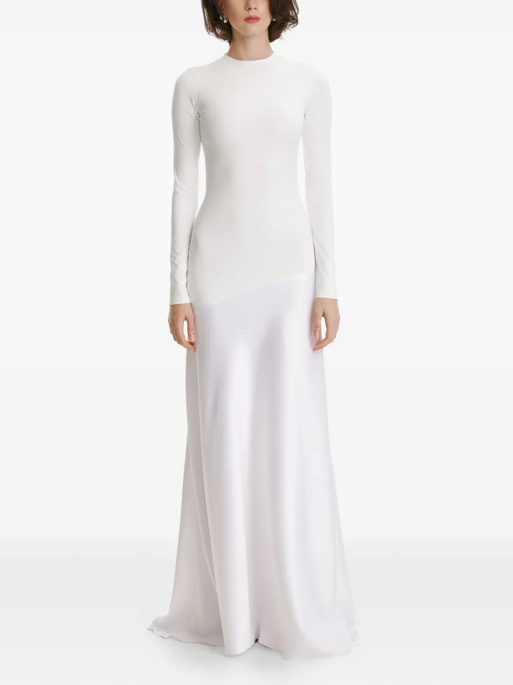 2310 STUDIO long-sleeves panelled maxi dress - Wit