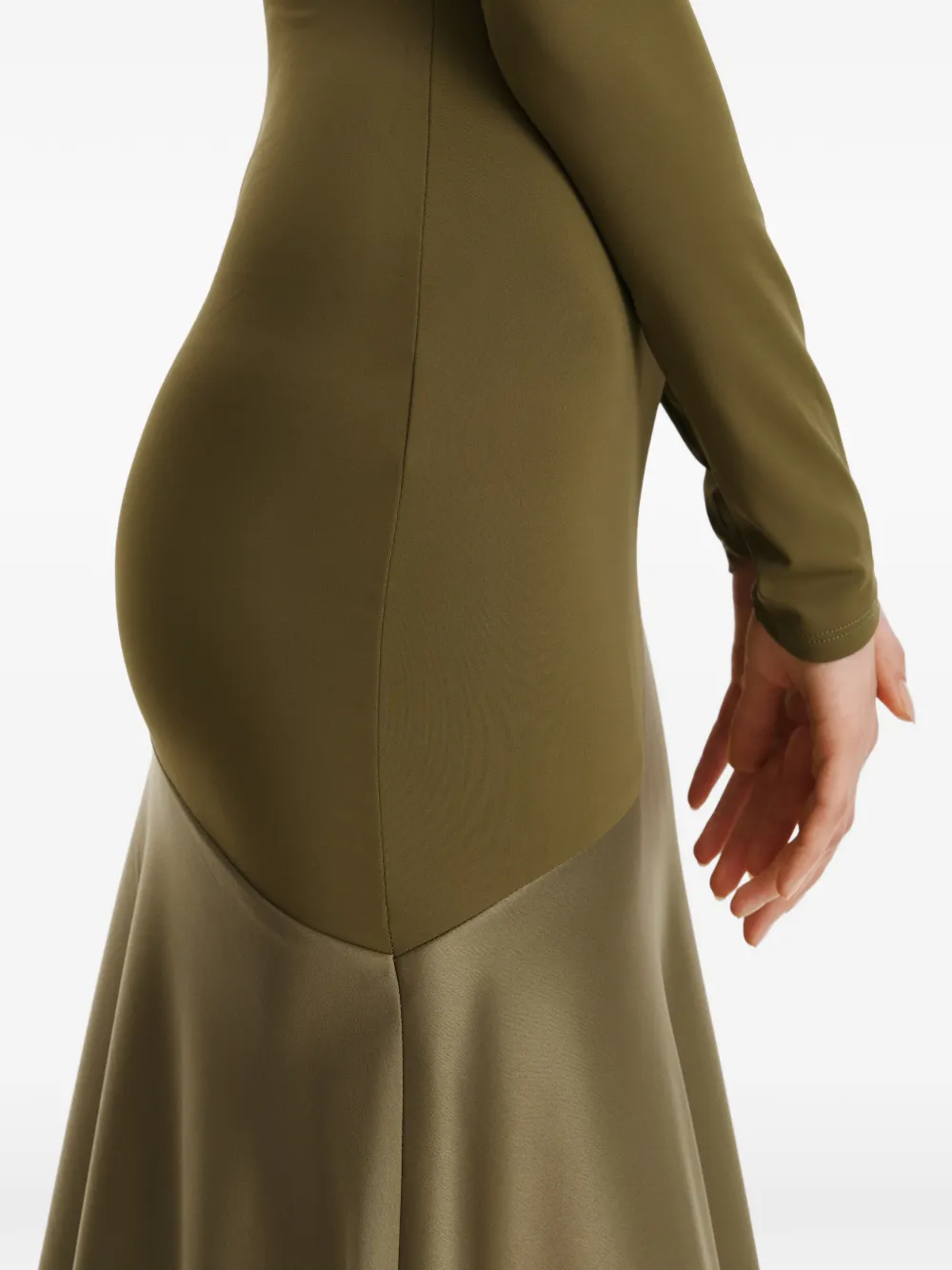  2310 Studio Long-sleeves Colour-block Maxi Dress - Green 
