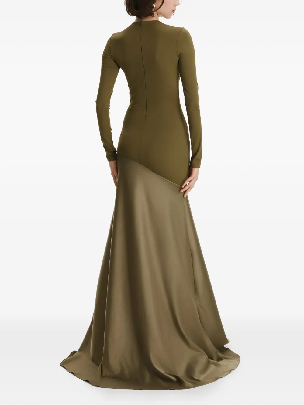 2310 STUDIO long-sleeves colour-block maxi dress - Groen