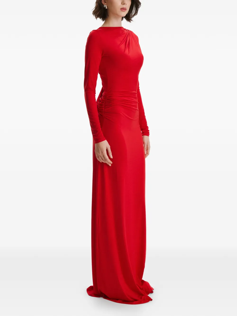 2310 STUDIO long-sleeves open-back maxi dress - Rood