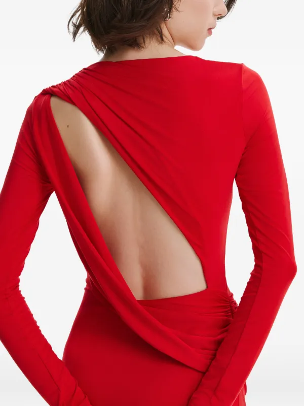 2310 STUDIO long-sleeves open-back Maxi Dress | Red | FARFETCH GE
