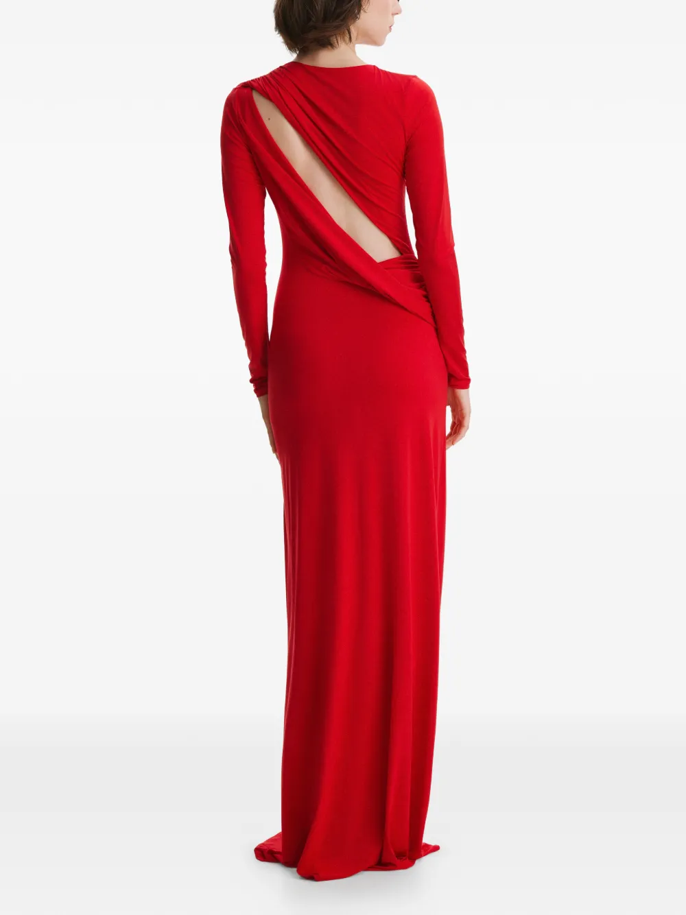  2310 Studio Long-sleeves Open-back Maxi Dress - Red 