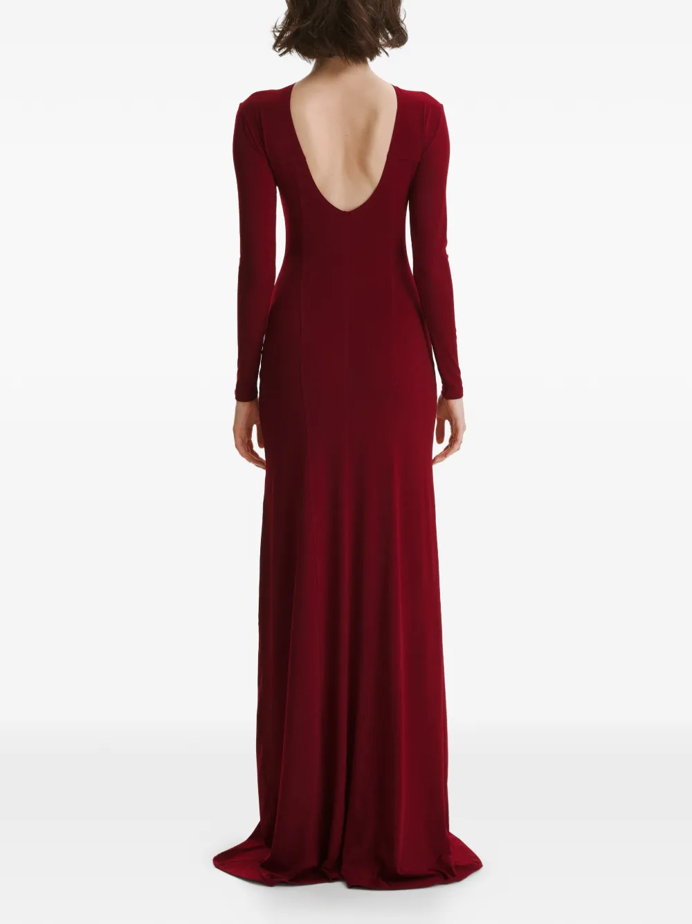 2310 STUDIO long-sleeves open-back maxi dress - Rood