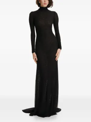 2310 STUDIO Turtleneck Velvet Maxi Dress | Black | FARFETCH GE