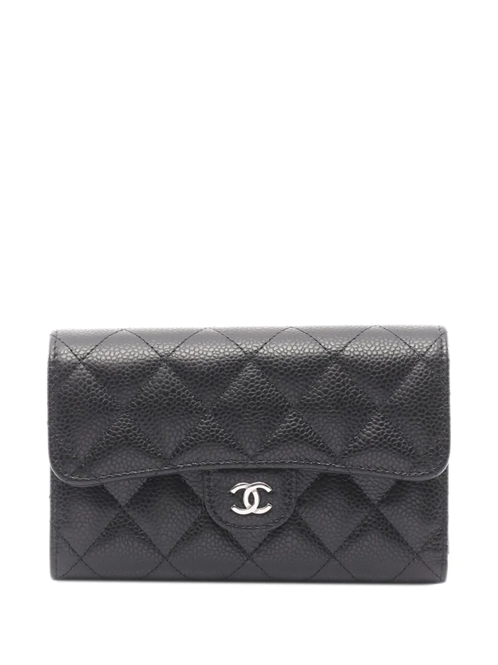 CHANEL Pre-Owned 2021-2025 CC Classic Quilted Caviar Flap Wallet small wallets - Nero