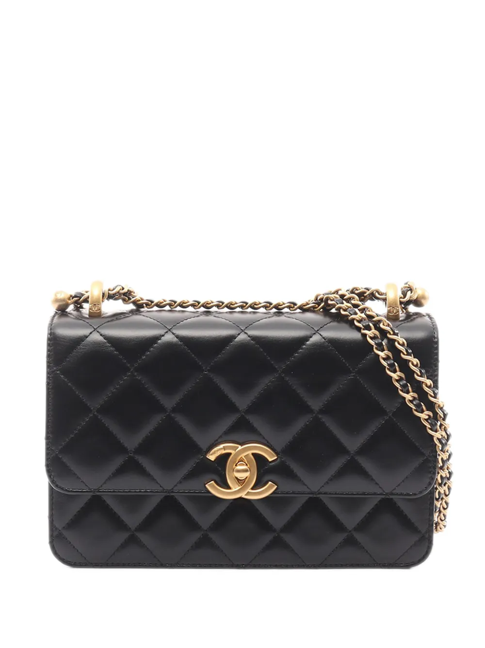CHANEL Pre-Owned 2021-2025 Mini Quilted Lambskin Perfect Fit Flap crossbody bag - Nero