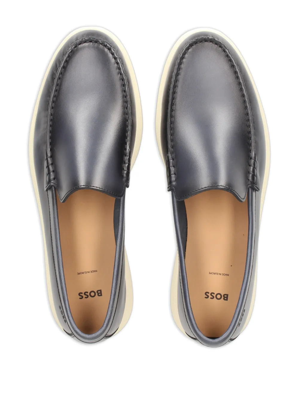 BOSS stitched slip-on loafers Blauw