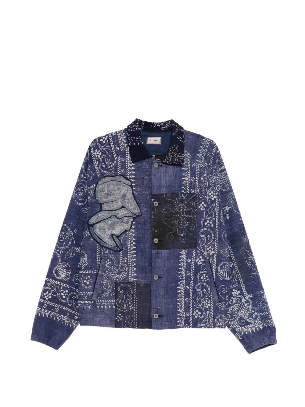 Kafeneo by TBF patch-work shirt jacket - Blu
