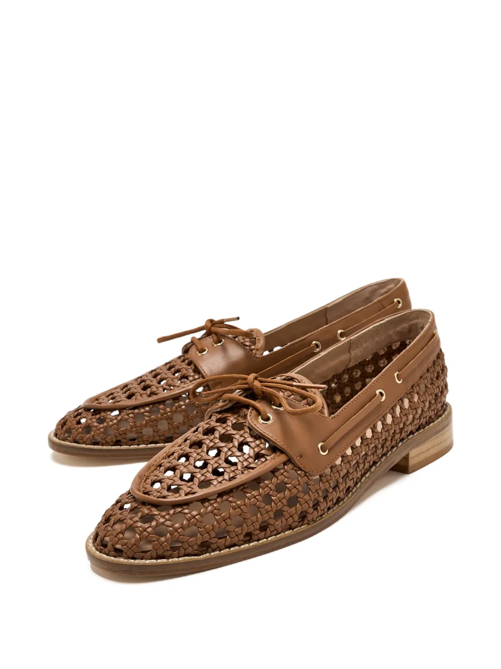 Andrea Gomez Geweven loafers Bruin