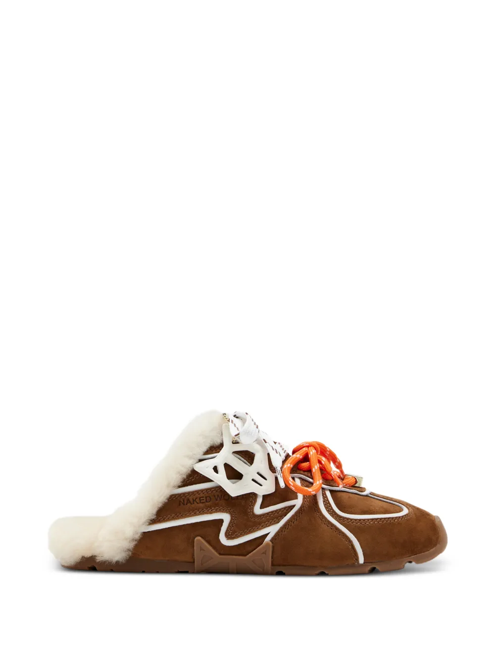 NAKED WOLFE Slippers con bordo in suede - Marrone