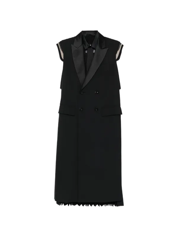 Sacai ダブルノースリーブ ミディドレス | ブラック | FARFETCH JP
