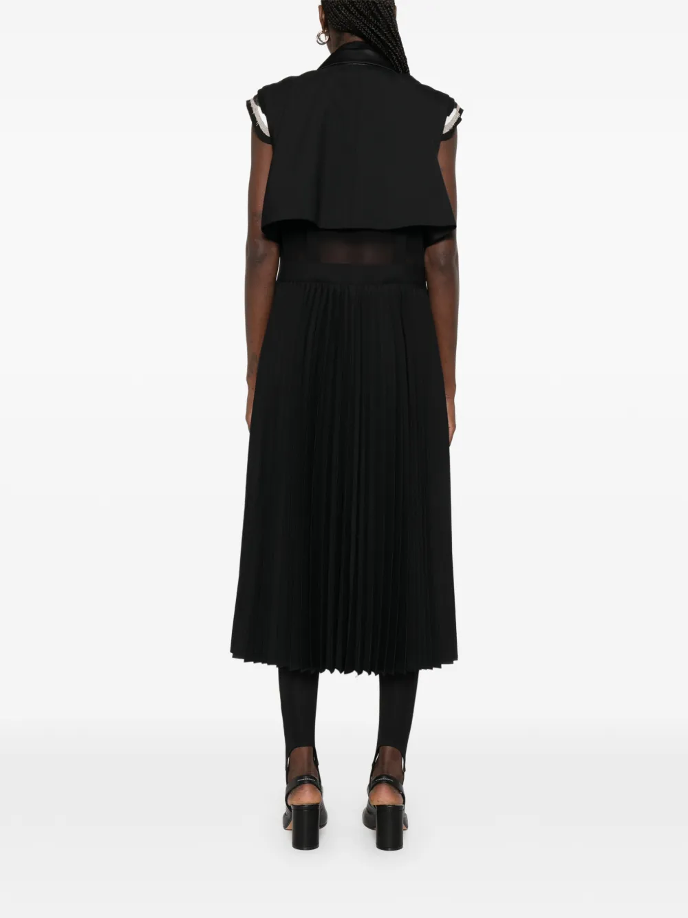 sacai Mouwloze midi-jurk met dubbele rij knopen Zwart