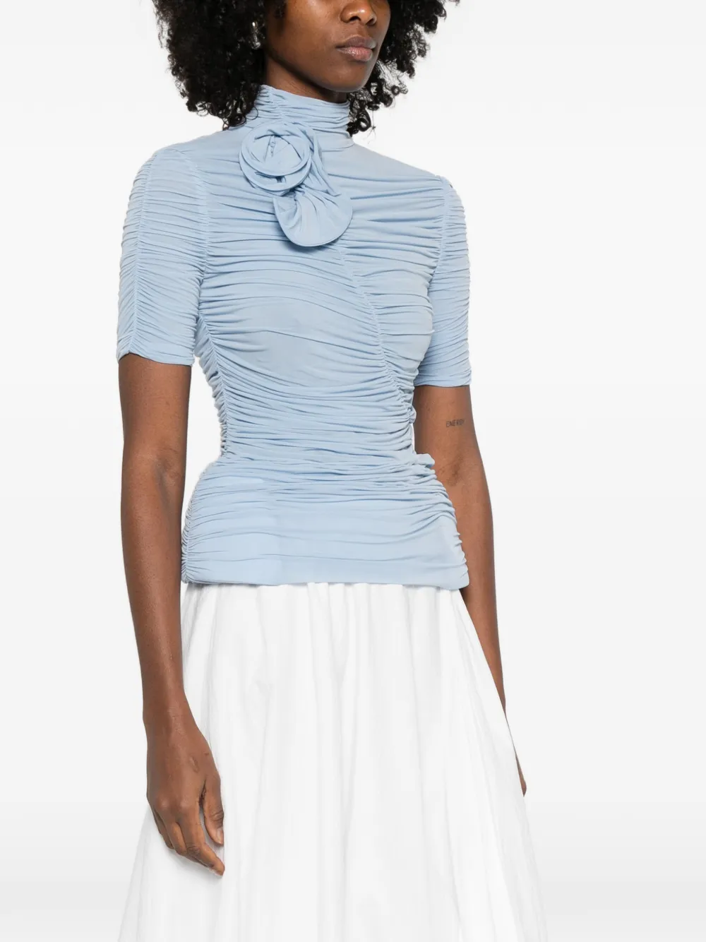  Magda Butrym Rosette Ruched Top - Blue 