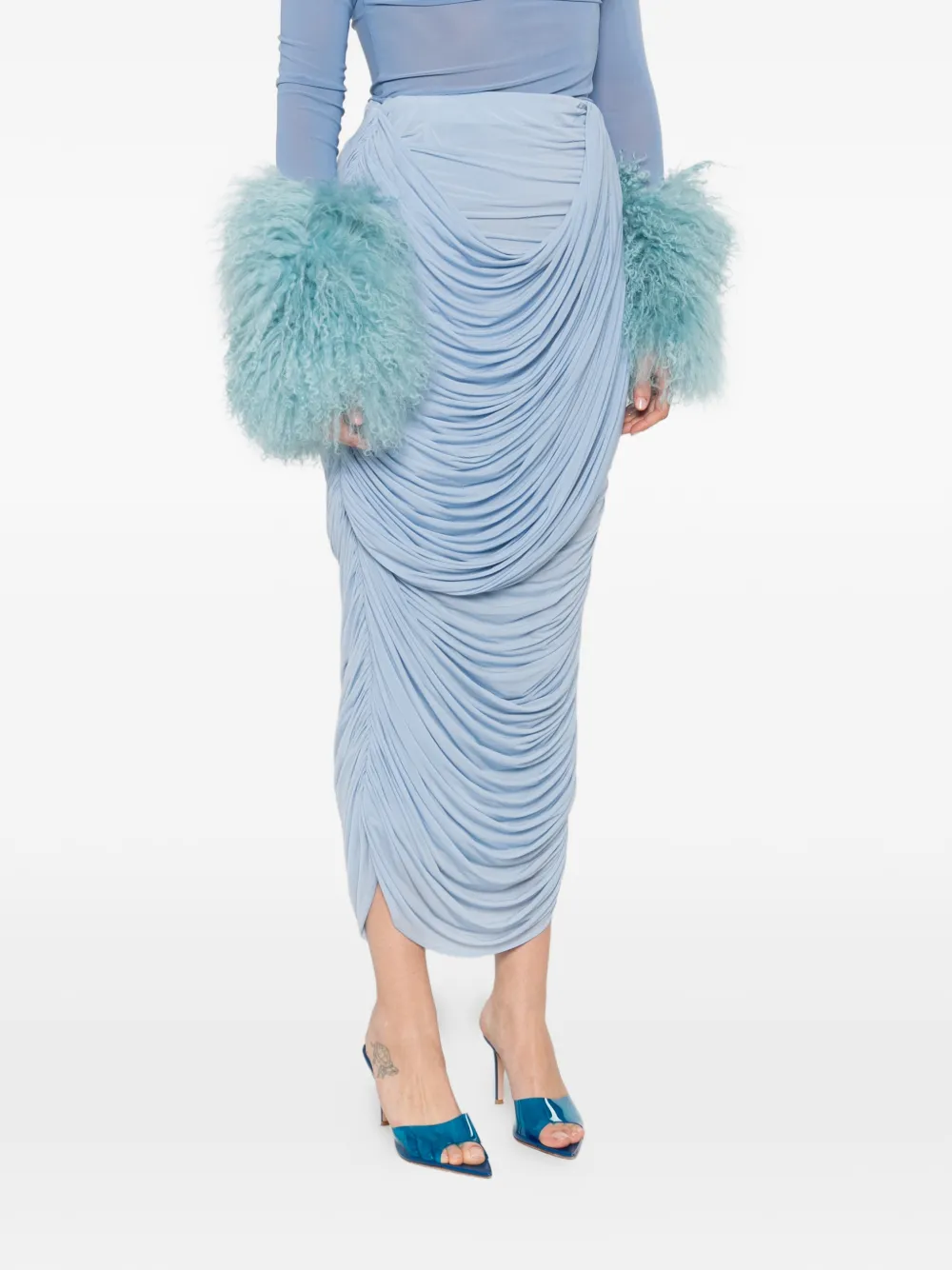  Magda Butrym Draped Midi Skirt - Blue 