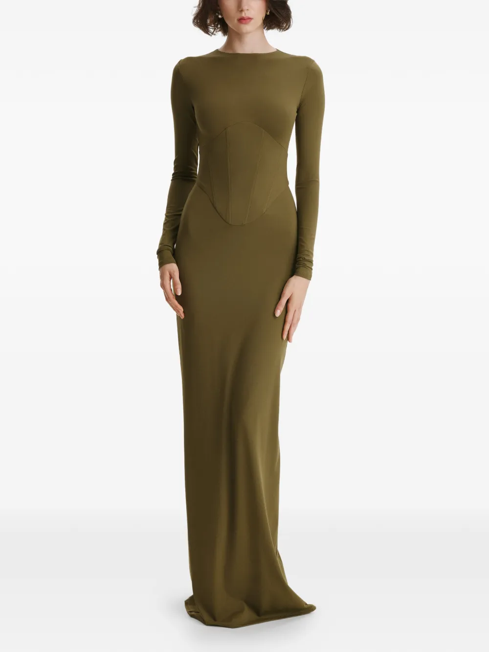 2310 STUDIO long-sleeves panelled maxi dress - Verde