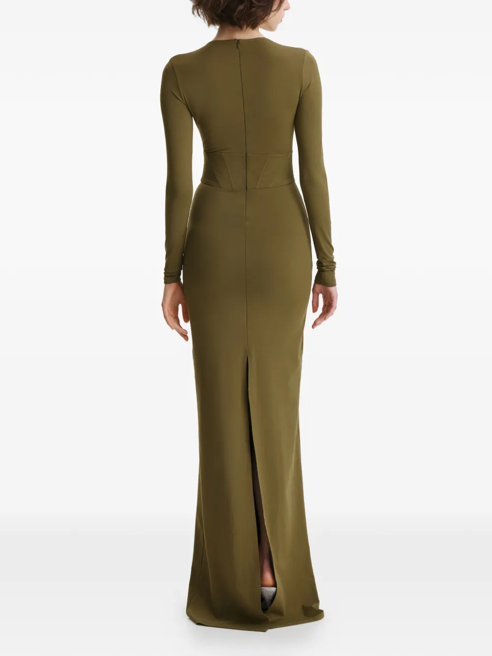  2310 Studio Long-sleeves Corset Maxi Dress - Green 