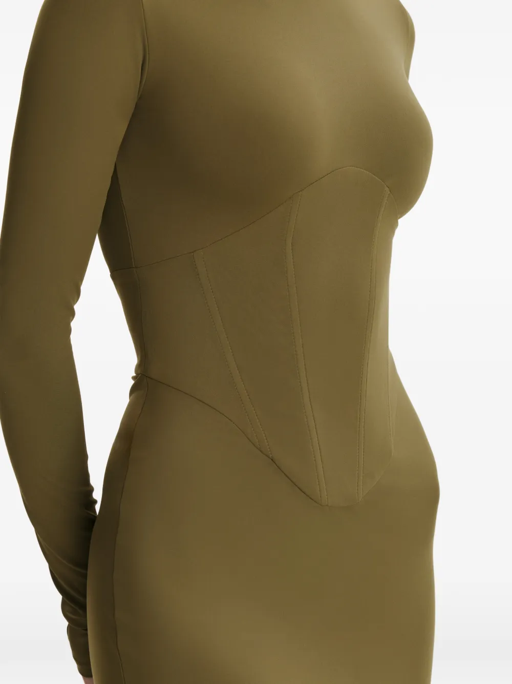 2310 STUDIO Maxi-jurk met lange mouwen en korset Groen