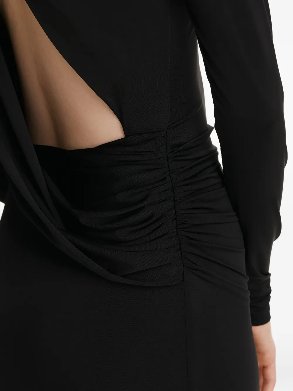 2310 STUDIO Maxi-jurk met ruches en lange mouwen Zwart
