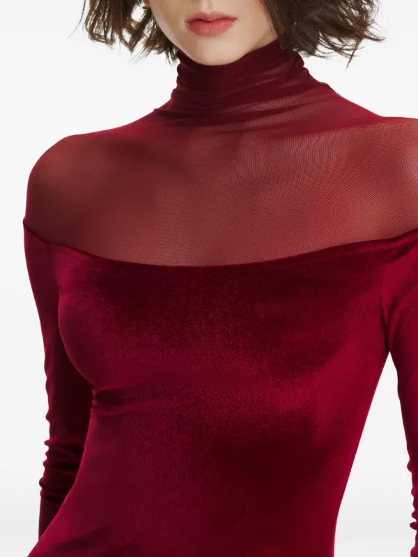 2310 STUDIO Turtleneck Velvet Maxi Dress | Red | FARFETCH GE