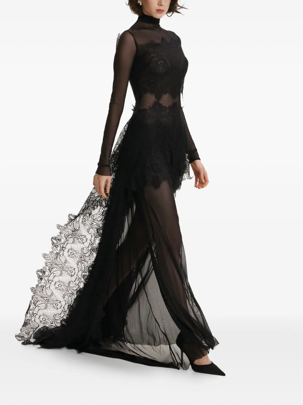  2310 Studio Lace Mock-neck Maxi Dress - Black 