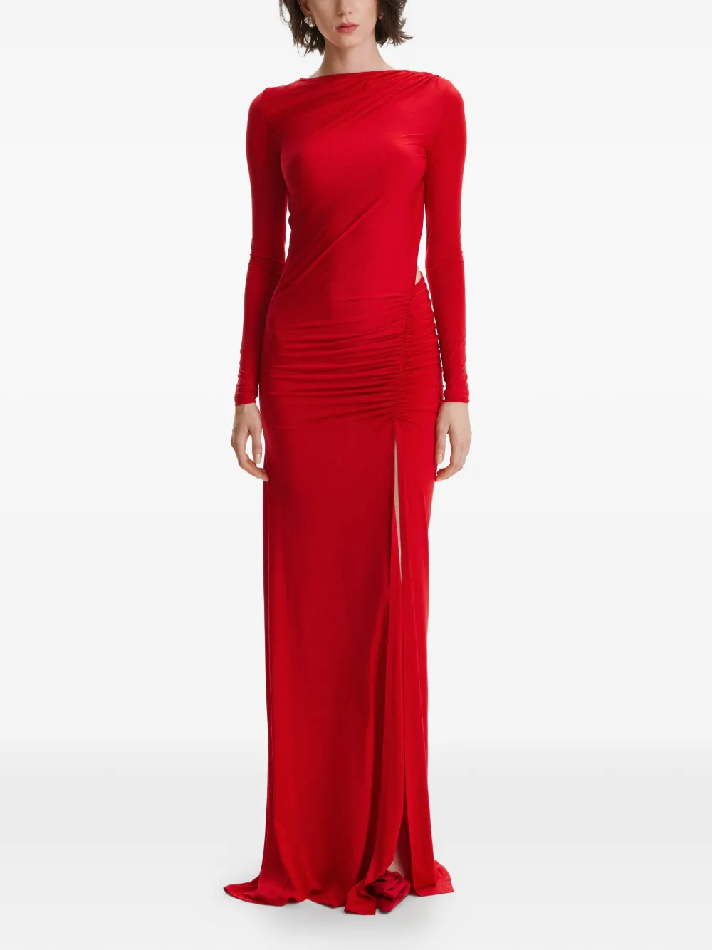 2310 STUDIO open-back ruched maxi dress - Red